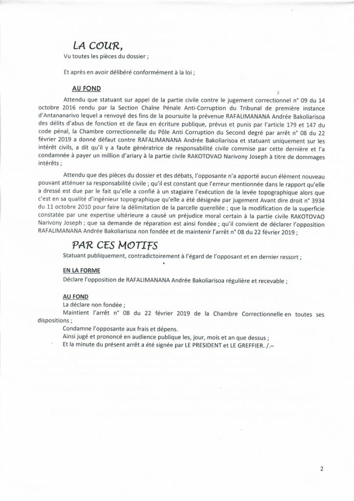 Arrêt N°37 du 18 Octobre 2019 Dossier N°06-COR-V/18/PAC/TANA